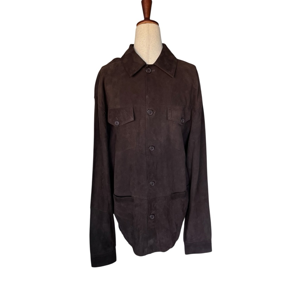 Men’s Max Davoli Baroni Brown Goat Suede Jacket Overshirt Size Small